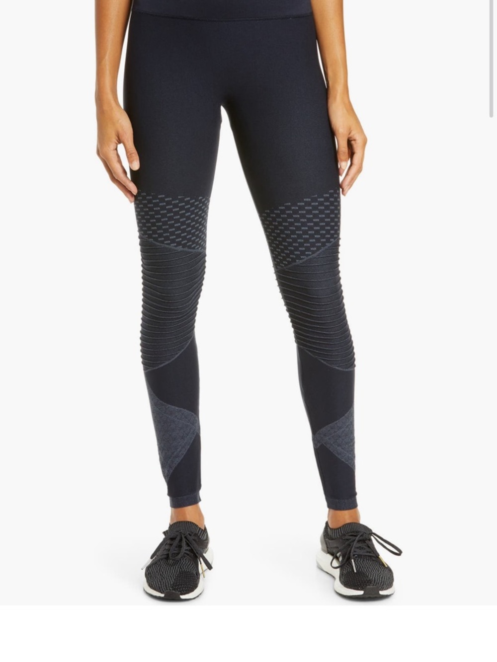 SPANX Blue Textured Moto-Detail Leggings